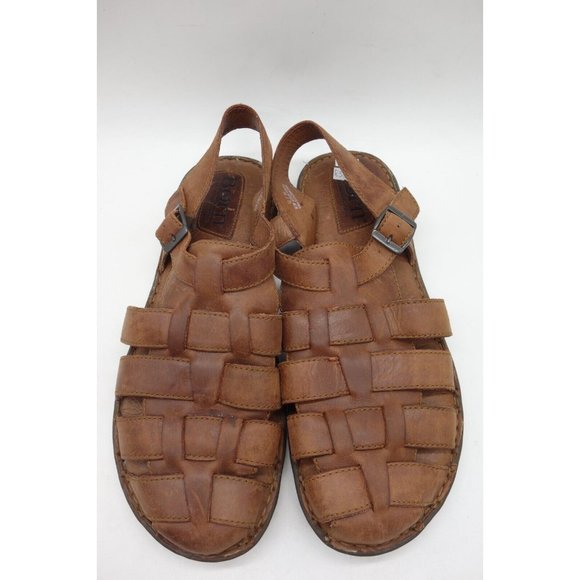 Born Logo Brown Leather Buckle Slip On Sandals Shoes Men's 46 / 12 - Picture 2 of 10